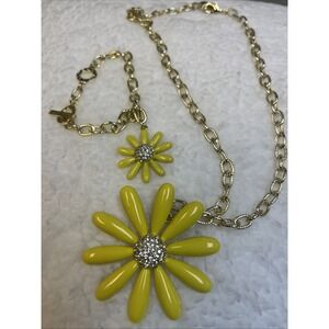 Heidi Daus "Flower Power" Enamel and Crystal Daisy Jewelry Set Yellow
